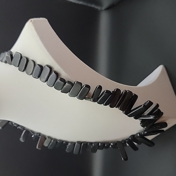 Black Slab Spinel Strand 650 Cts Beaded Bib Gemstone Necklace Crystal Bead - Picture 4 of 8